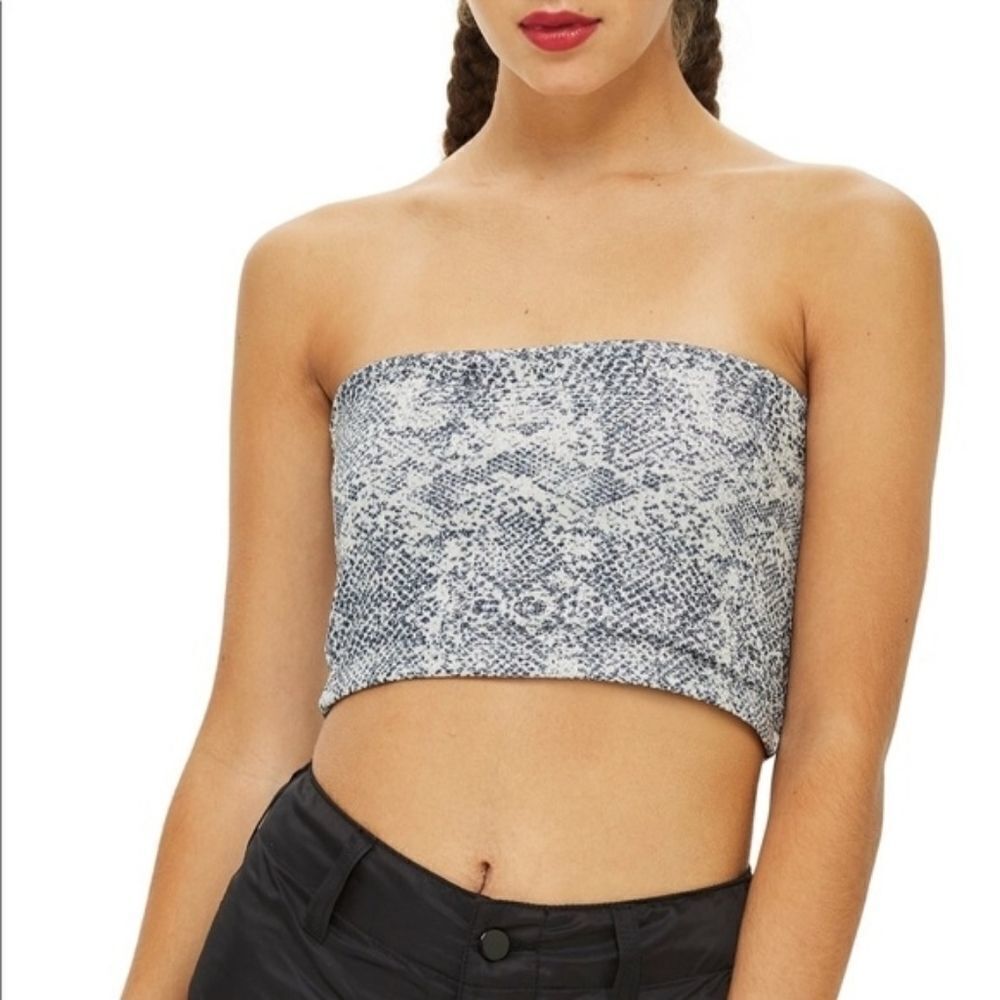 Topshop Snakeskin Strapless Bandeau Top Size 6